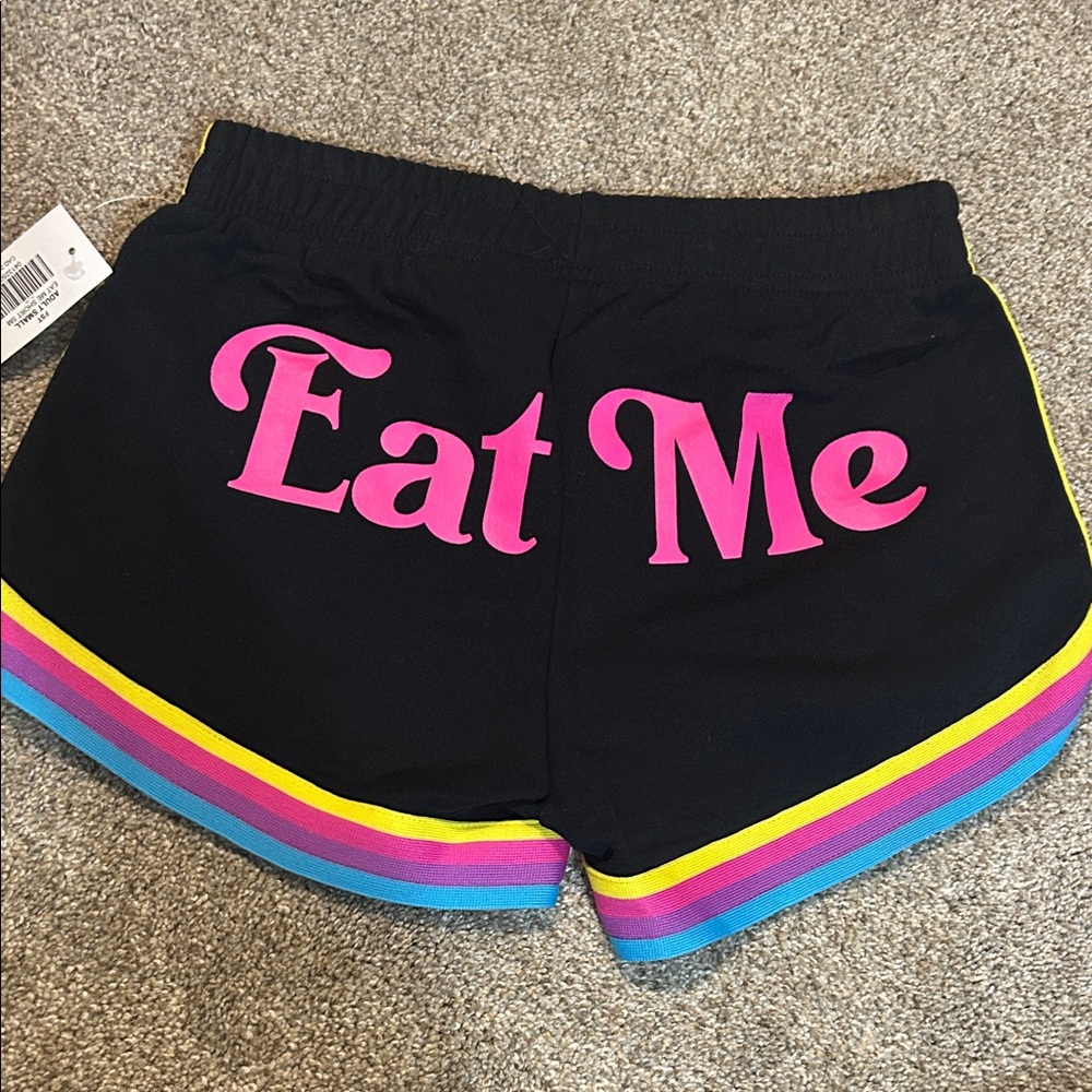 Black Women's Shorts with Pink Lettering